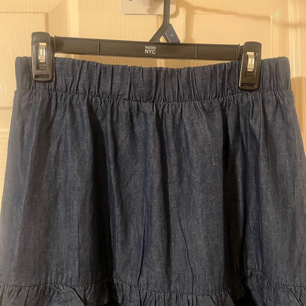 NWT Cupio Blush Women's Blue Tiered Ruffle Summer Maxi Skirt Size Small - Picture 4 of 7